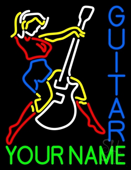 Custom Guitar Logo And Blue Guitar Neon Sign