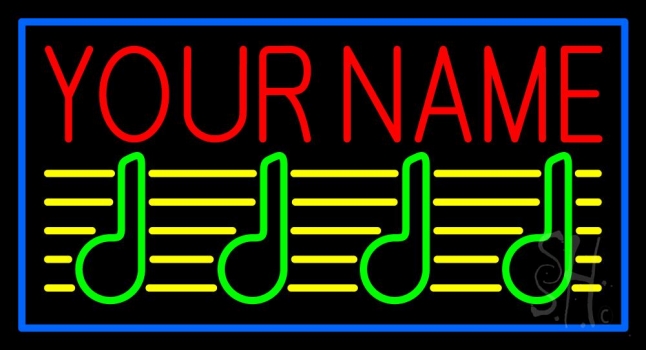 Custom Music Blue Border 2 Neon Sign