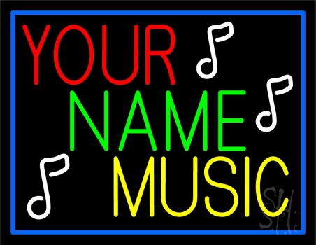 Custom Music Blue Border Neon Sign