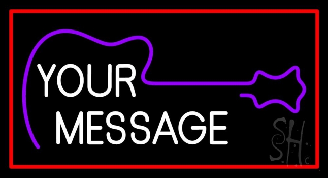 Custom Purple Guitar Red Border Neon Sign