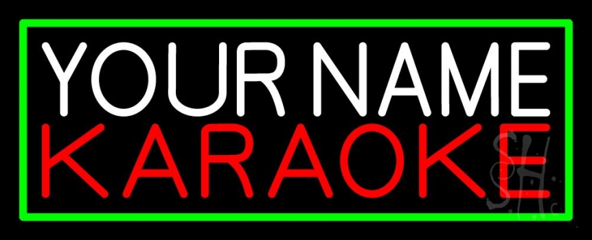 Custom Red Karaoke Green Border Neon Sign