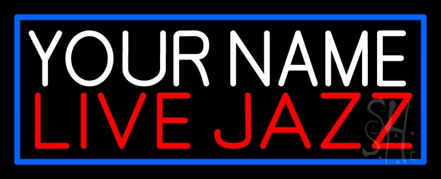 Custom Red Live Jazz Block Blue Border Neon Sign