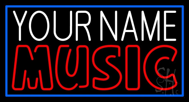 Custom Red Music Blue Border Neon Sign