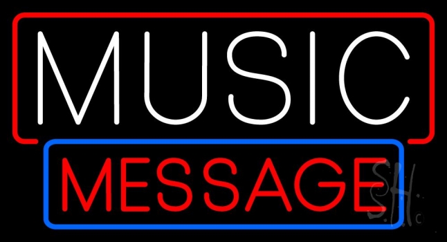 Custom White Music Block With Border Neon Sign