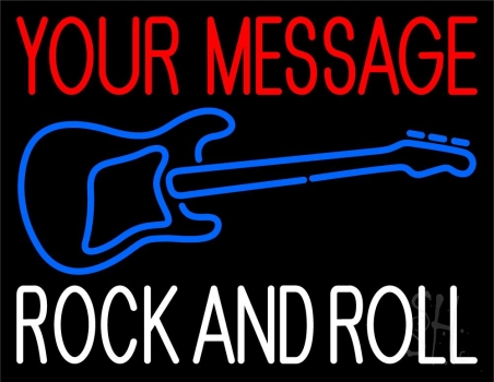 Custom White Rock And Roll Blue Guitar Neon Sign