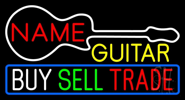 Custom Yellow Guitar Buy Sell Trade Neon Sign
