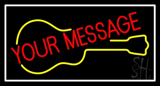 Custom Yellow Guitar White Border Neon Sign