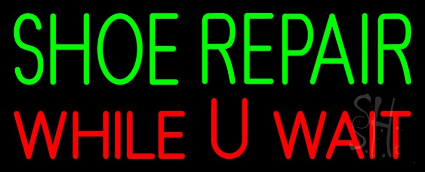 Green Shoe Repair Red While You Wait Neon Sign