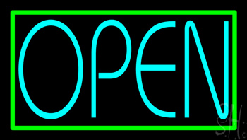 Turquoise Open Green Open Neon Sign