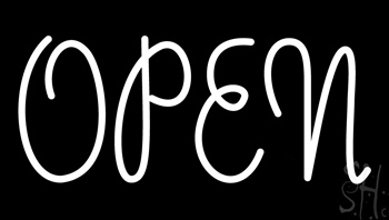 White Open Neon Sign
