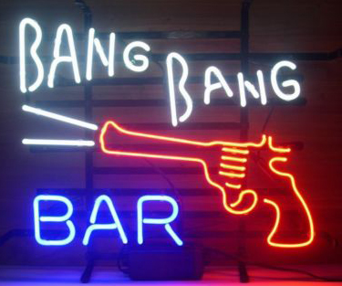 Bang Bang Bar With Gun Neon Sign