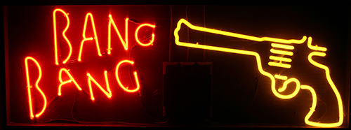 Bang Bang With Gun Logo Neon Sign