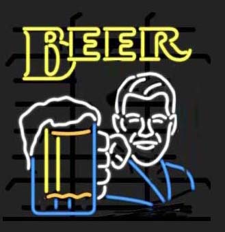 Beer Glass With Man Logo Neon Sign