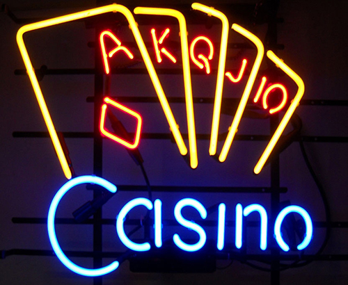 Casino With Cards Neon Sign