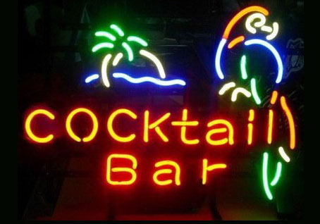 Cocktail Bar Parrot Logo Neon Sign