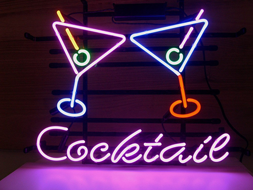 Cocktail Martini Glass Logo Neon Sign