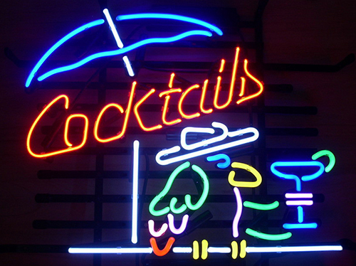 Cocktail Parrot Logo Neon Sign
