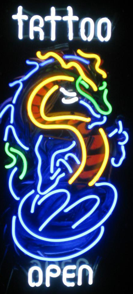 Dragon Tatoo Open Neon Sign