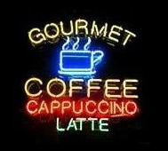 Gourmet Coffee Cappuccino Latte Logo Neon Sign