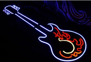 Hot Fire Guitar Neon Sign