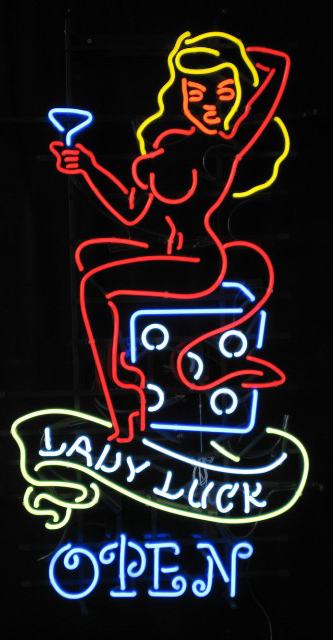 Lady Luck Open Logo Neon Sign