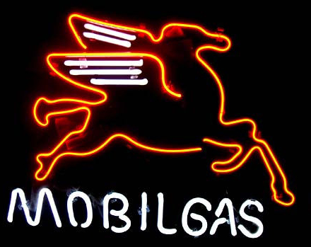 Mobil Gas Oil Logo Neon Sign