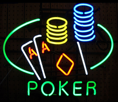 Poker Double Aces Logo Neon Sign
