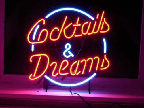 Red Cocktails And Dreams Logo Neon Sign