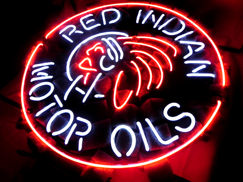 Red Indian Motor Oils Logo Neon Sign