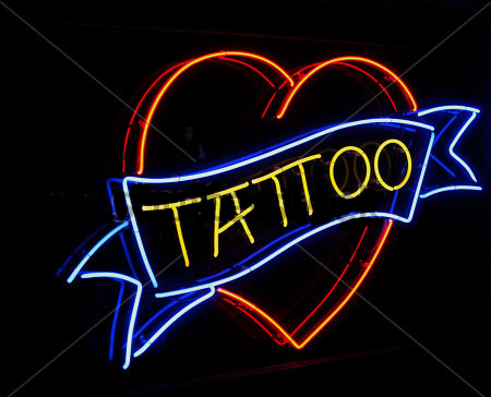 Tattoo Wit Heart Logo Neon Sign