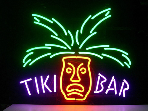 Tiki Bar Paradise Palm Logo Neon Sign
