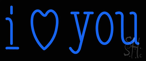 Blue I Love You Neon Sign