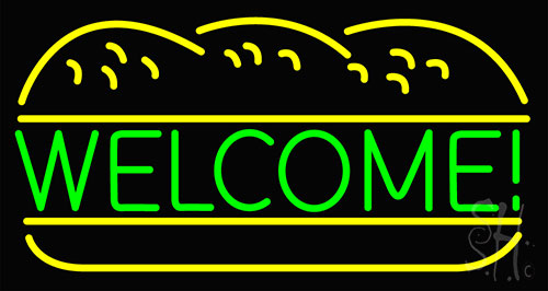 Green Welcome Neon Sign