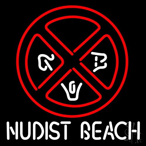 Nudist Beach Logo Neon Sign