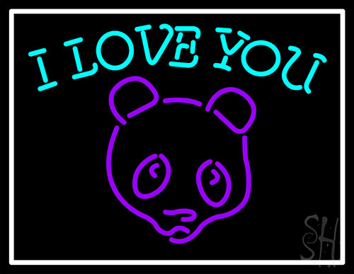 White Border I Love You Neon Sign