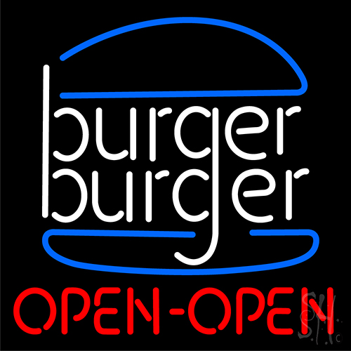 Burger Open Neon Sign