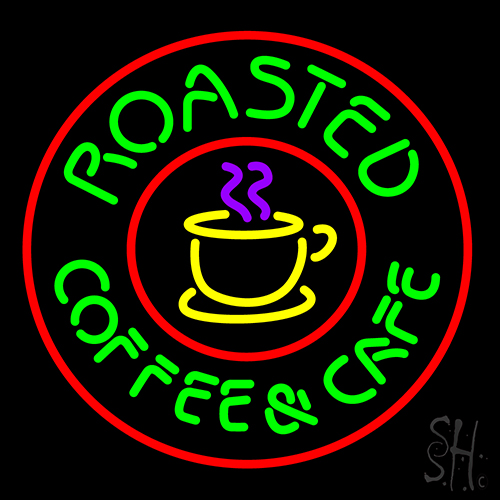 Roasted Coffee And Cafe Neon Sign