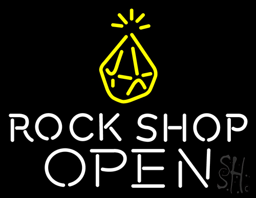 Rock Shop Open Neon Sign