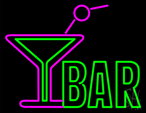 Bar With Martini Glass Neon Sign