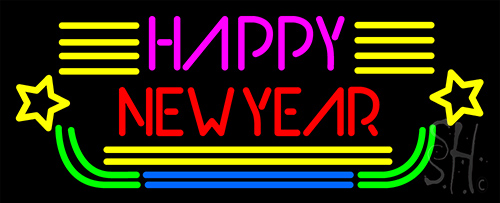 Happy New Year Logo 2 Neon Sign