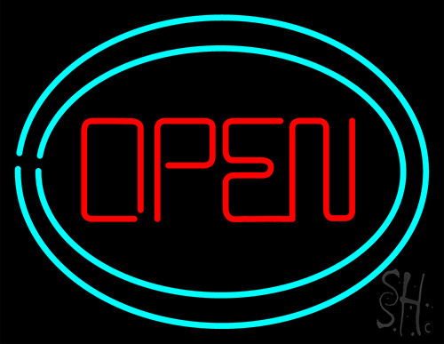 Open With Two Border Neon Sign