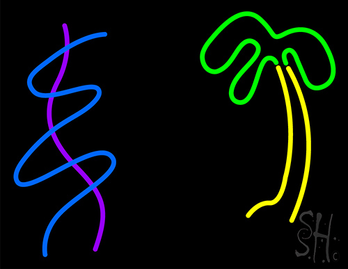 Abstract And Palm Tree Neon Sign