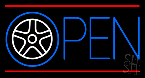 Car Wheel Open Neon Sign