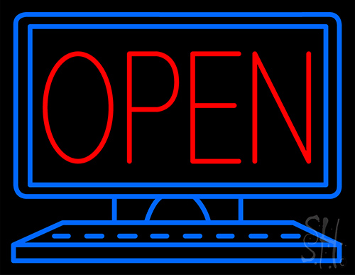 Open Desktop Computer Neon Sign