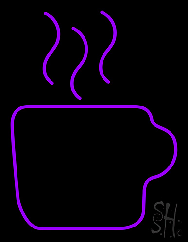 Purple Coffee Cup Neon Sign