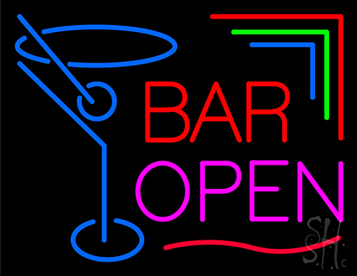 Bar Open With Martini Neon Sign