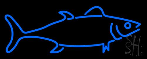 Blue Fish Logo Neon Sign