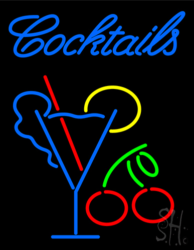 Cocktail With Martini Glass Neon Sign