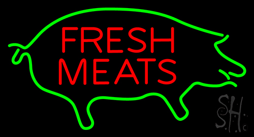 Fresh Meats With Pig Neon Sign