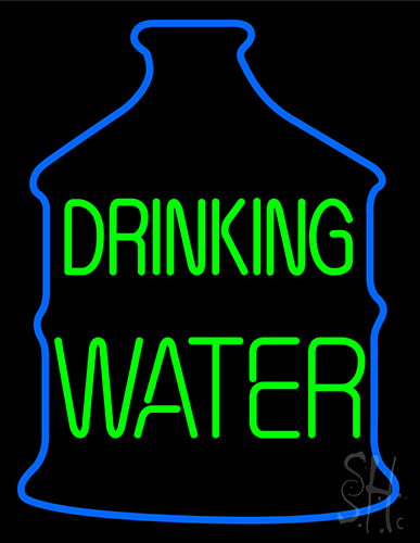 Green Drinking Water Logo Neon Sign